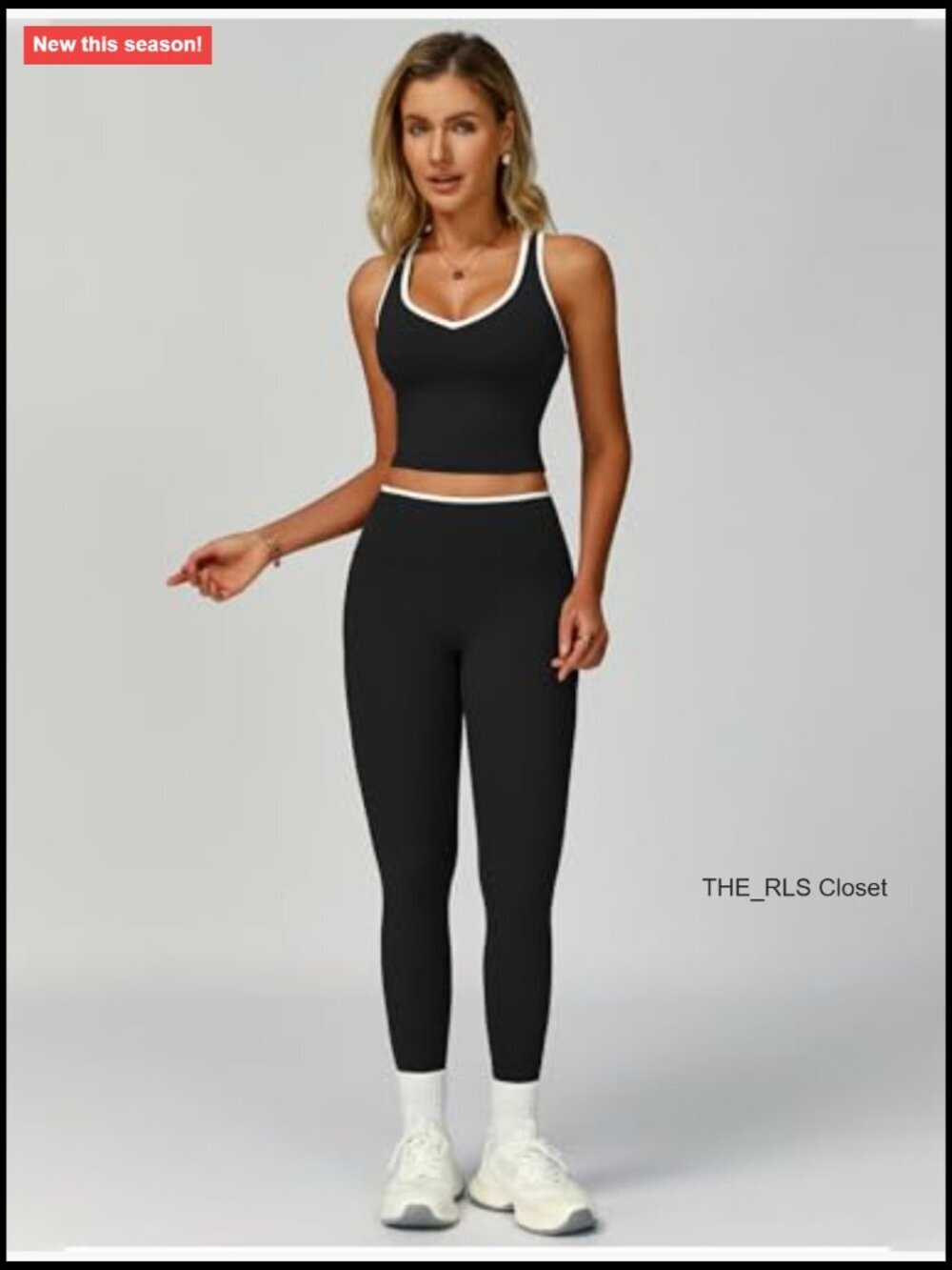 Racerback Tank Top with Built-in Bra and Tummy Control Leggings Workout Set - Picture 4 of 7